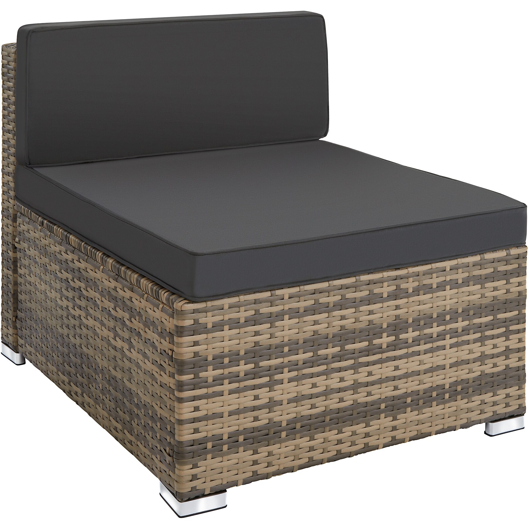 tectake® Rattan Lounge, für 3 bis 4 Personen, UV-beständig, mit Sicherheitsglasplatte