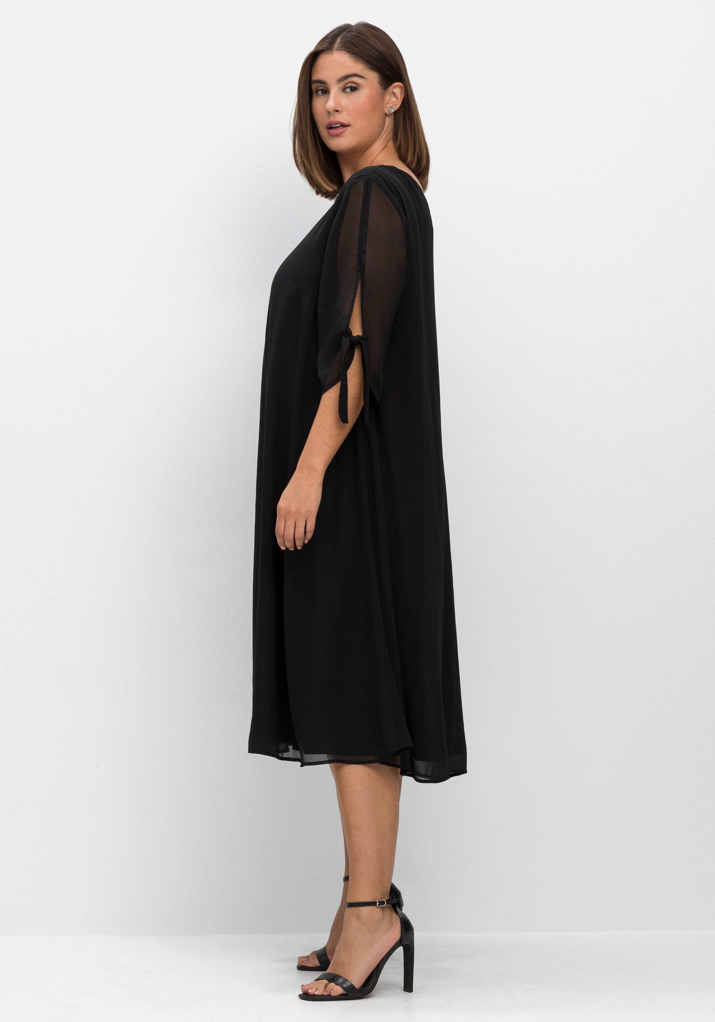Chiffonkleid mit 3/4-Ärmeln, in Midilänge