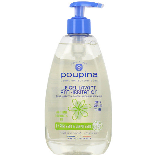 Poupina gel lavant anti irritation : toilette et bain de bébé