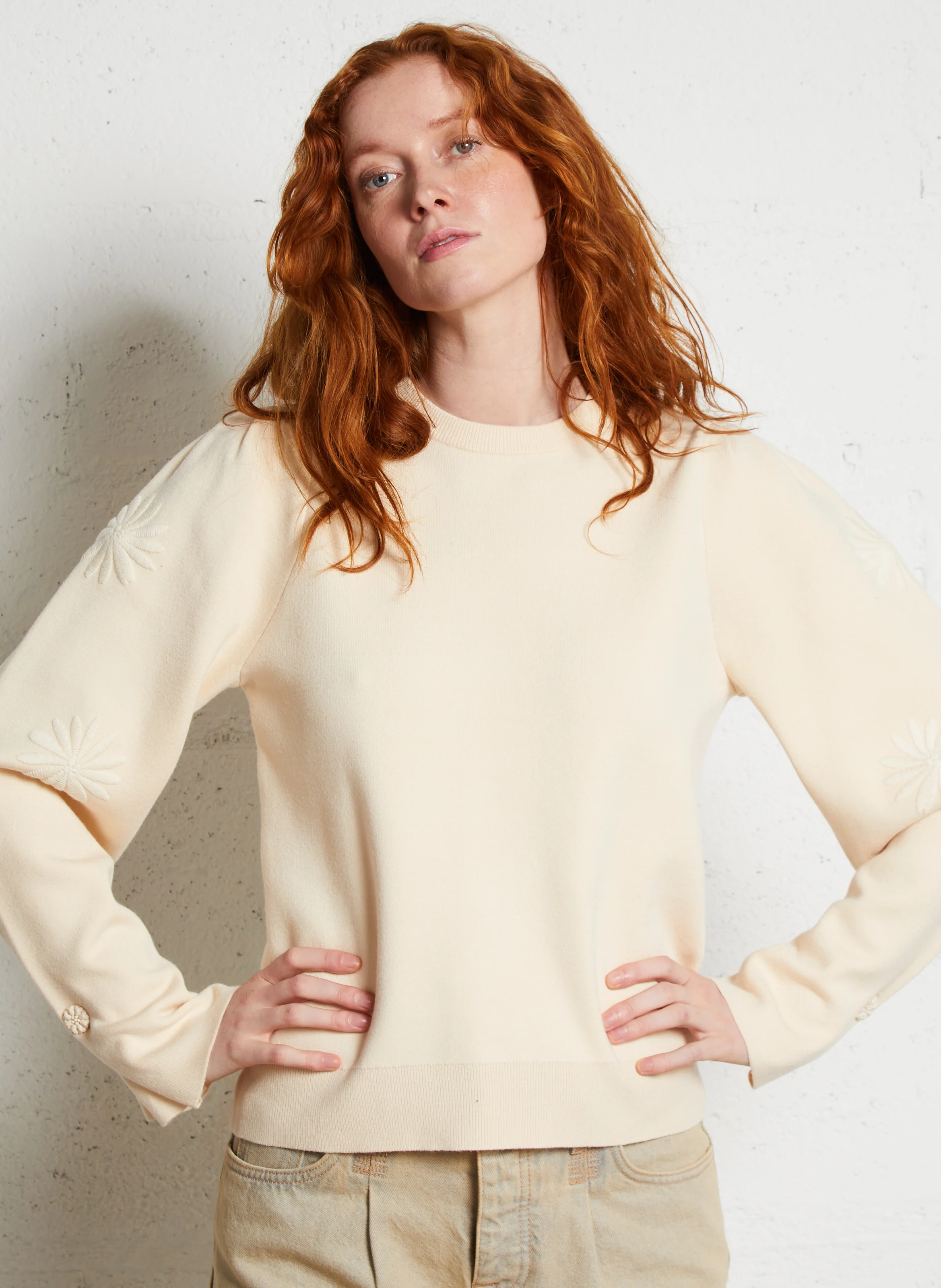 BIBA - Pull col rond| Blanc