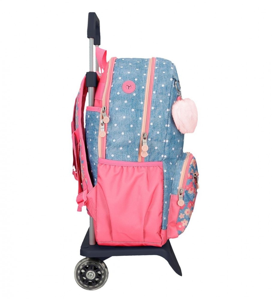 Enso Mochila porta ordenador Little Dreams  dos compartimentos con carro rosa