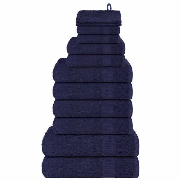vidaXL 12pcs Conjunto Toalha 360 Gsm 100% Algodão Azul-marinho - 1293046705