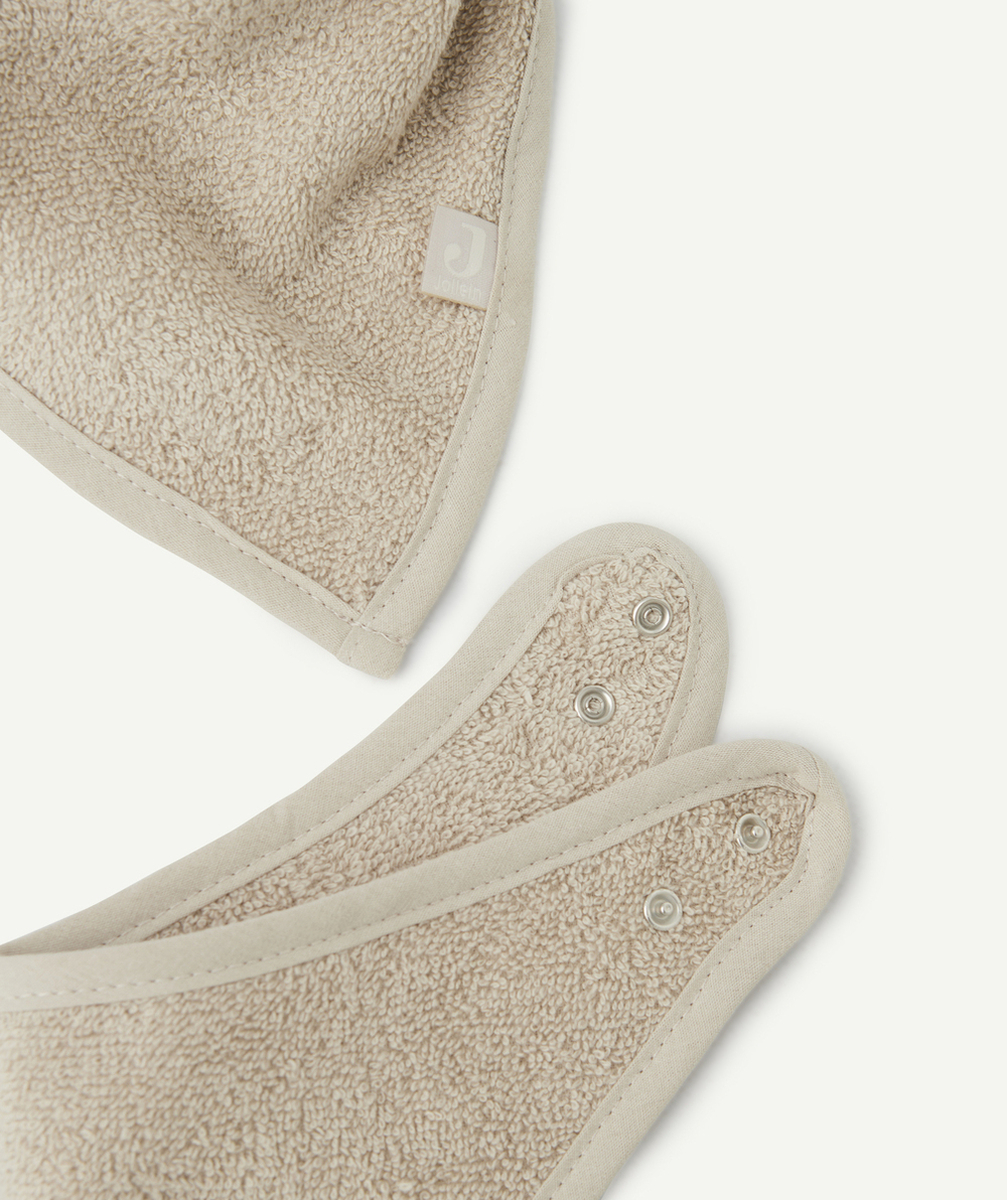 JOLLEINLOT DE 2 BAVOIRS BANDANA EN COTON COULEUR BISCUIT
