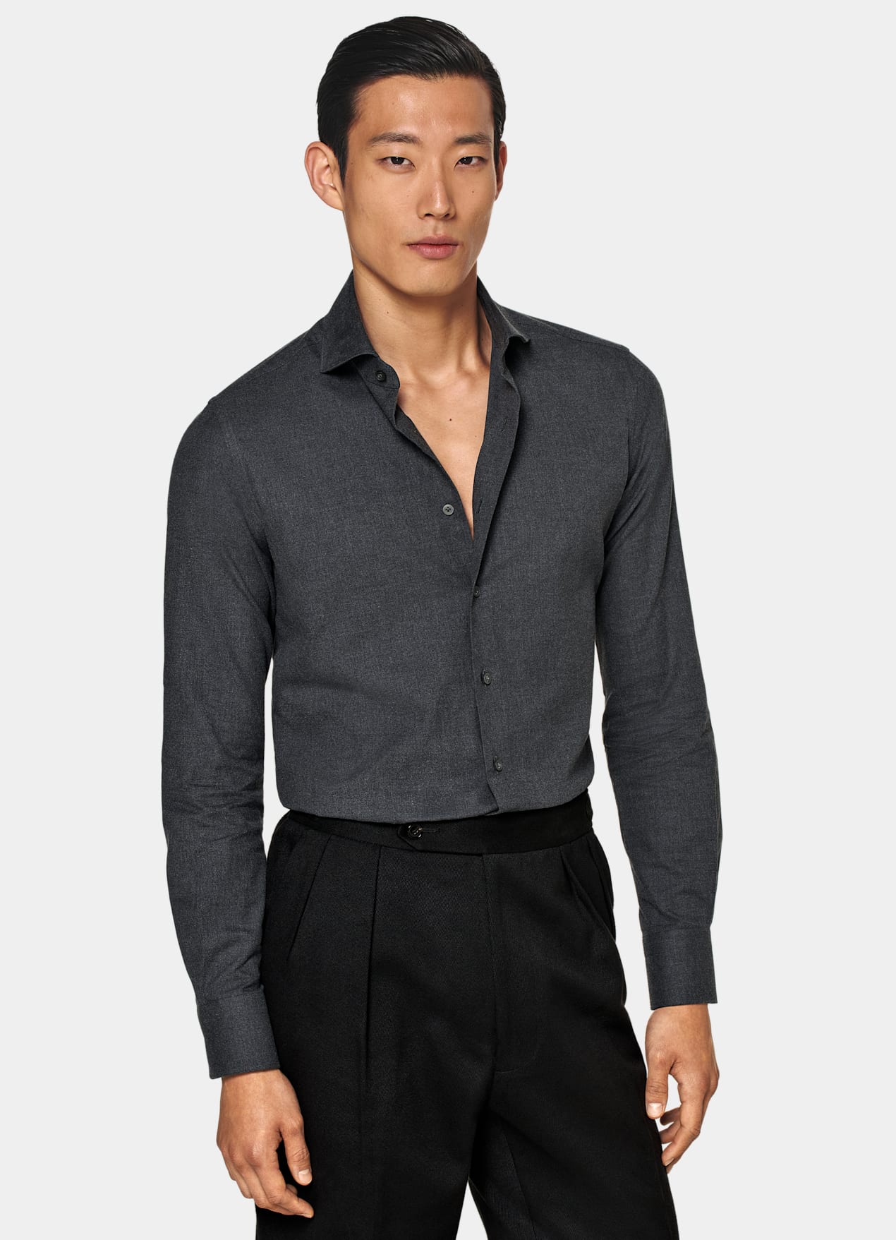 Chemise coupe ajustée gris foncé