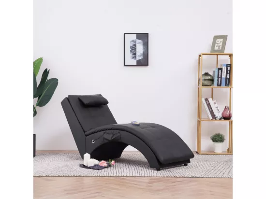 Prolenta Premium - Chaise longue de massage avec oreiller Noir Similicuir