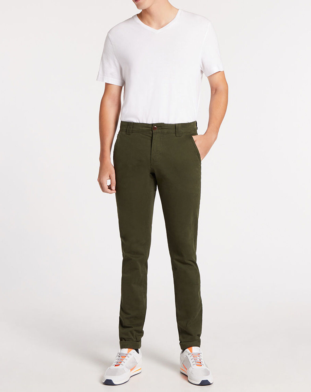 Tommy Jeans Pantalon chino en en Coton Bio mélangé Scanton olive