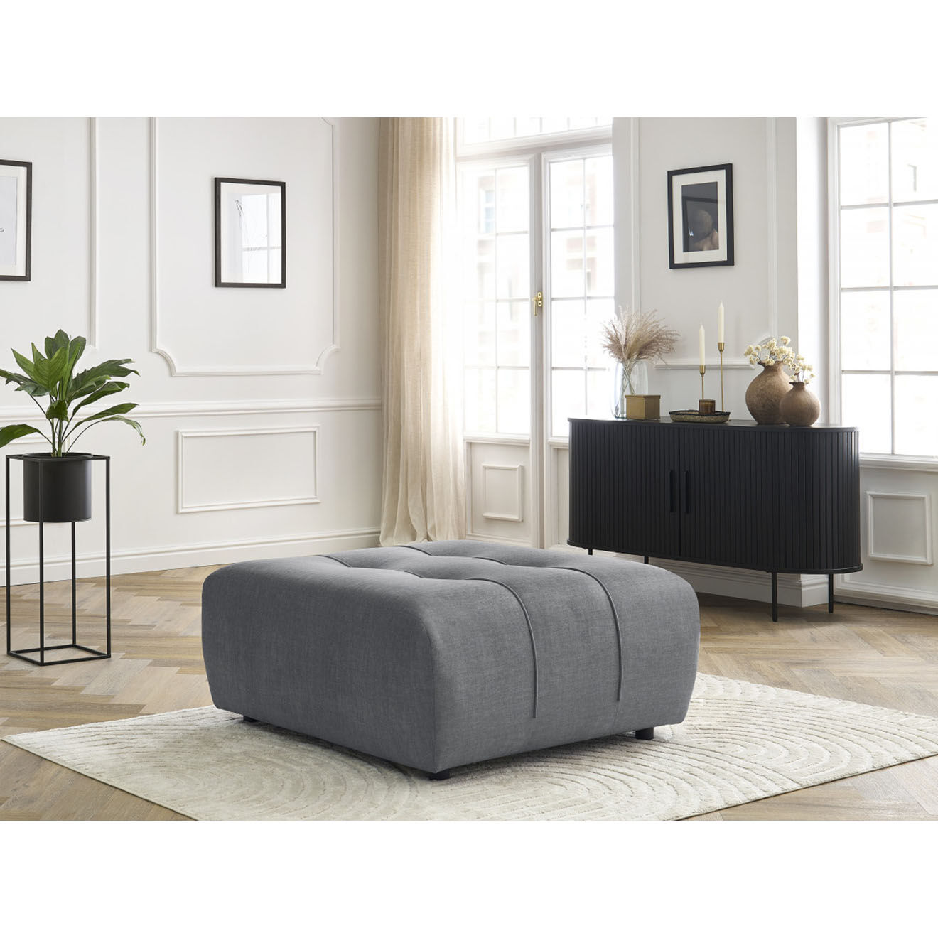 Bobochic Pouf en Velours Arsène gris foncé - 100x100x45 cm