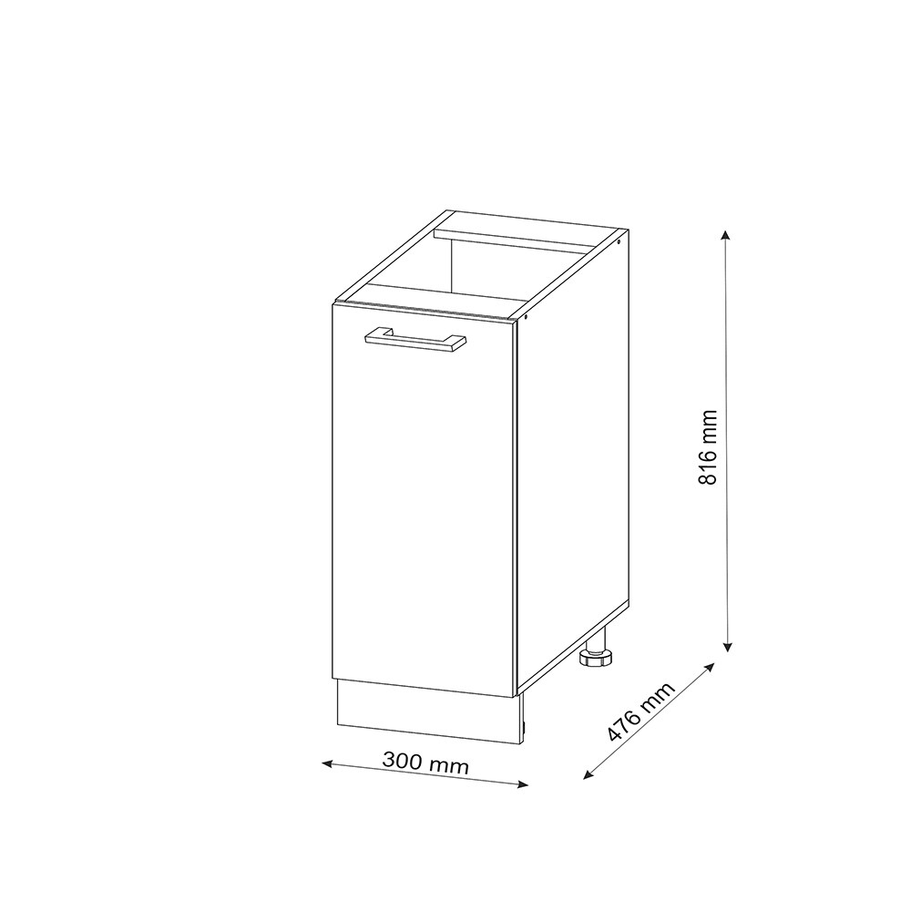 Vicco Apothekerunterschrank Küchenschrank Küchenzeile R-Line 30 cm Weiß Anthrazit Hochglanz Arbeitsplatte