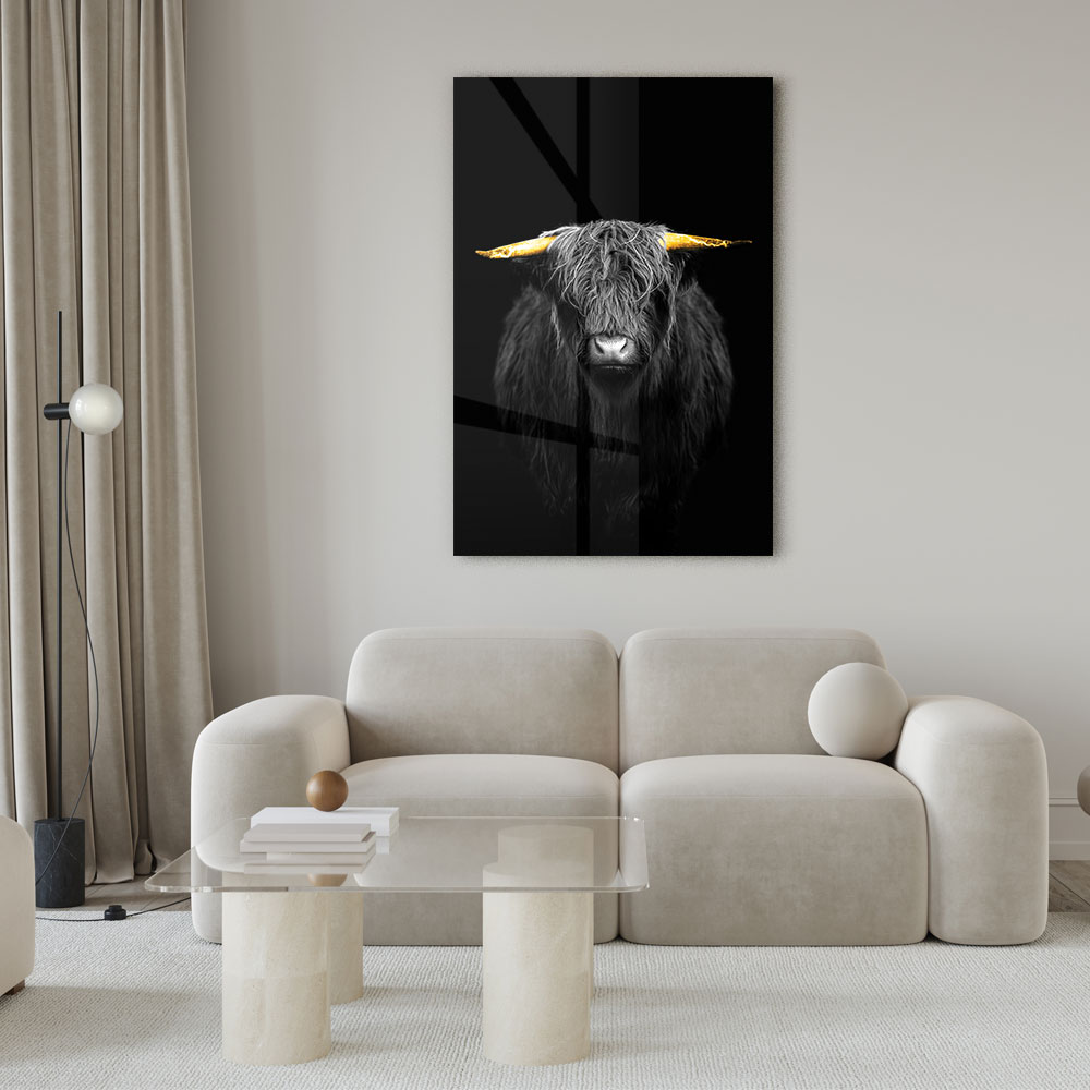 Walljar acrylglas schilderij - Gold Ox Horns Acrylglas schilderij - 50 x 70 cm
