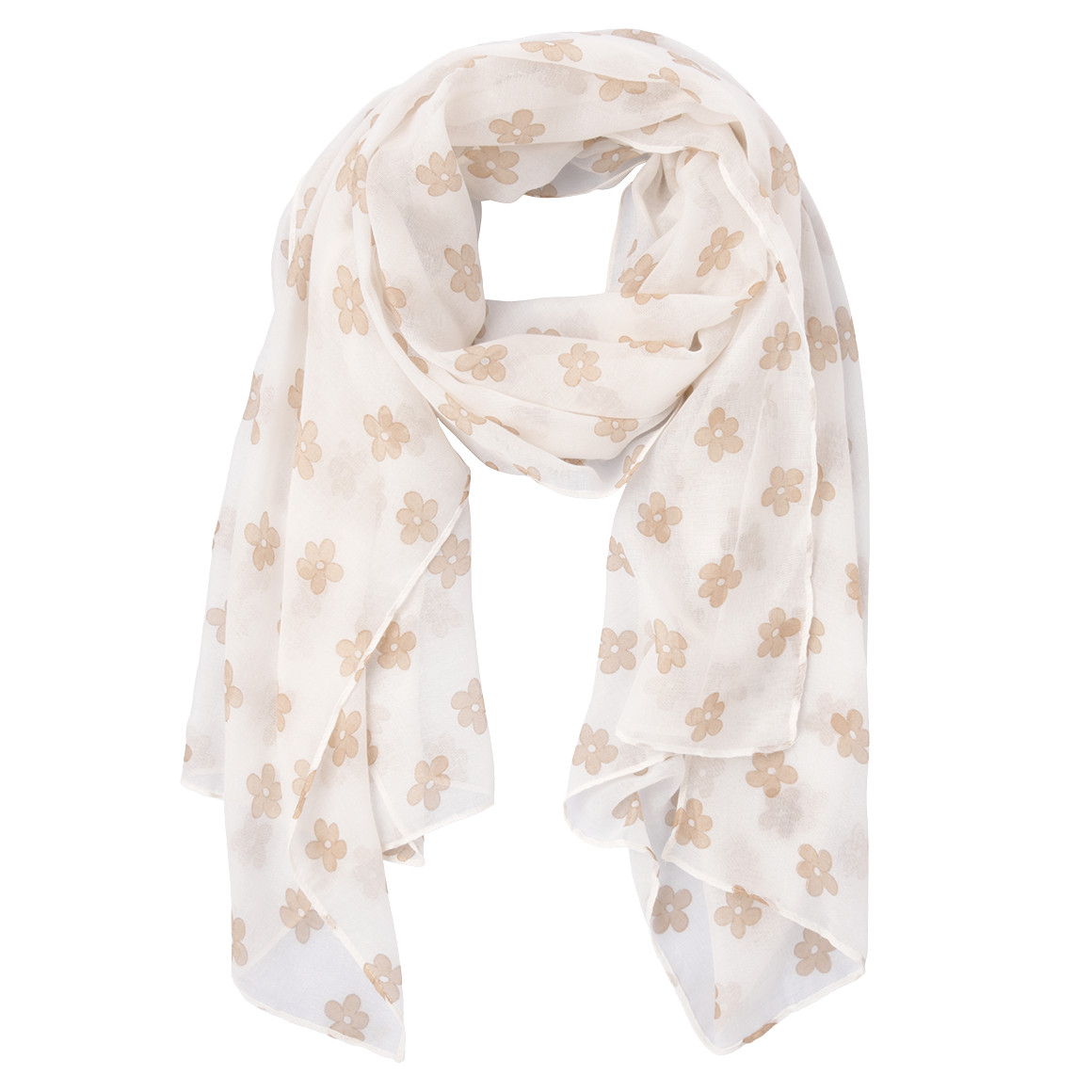 Gina Benotti Damen Tuch mit Blumen-Allover hellbeige