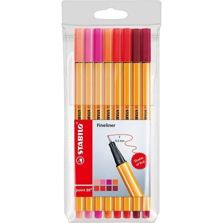 Fineliner - STABILO point 88 - 8er Etui - Rottöne