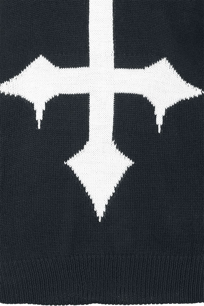 Pull avec large croix | Gothicana by EMP Pull tricoté