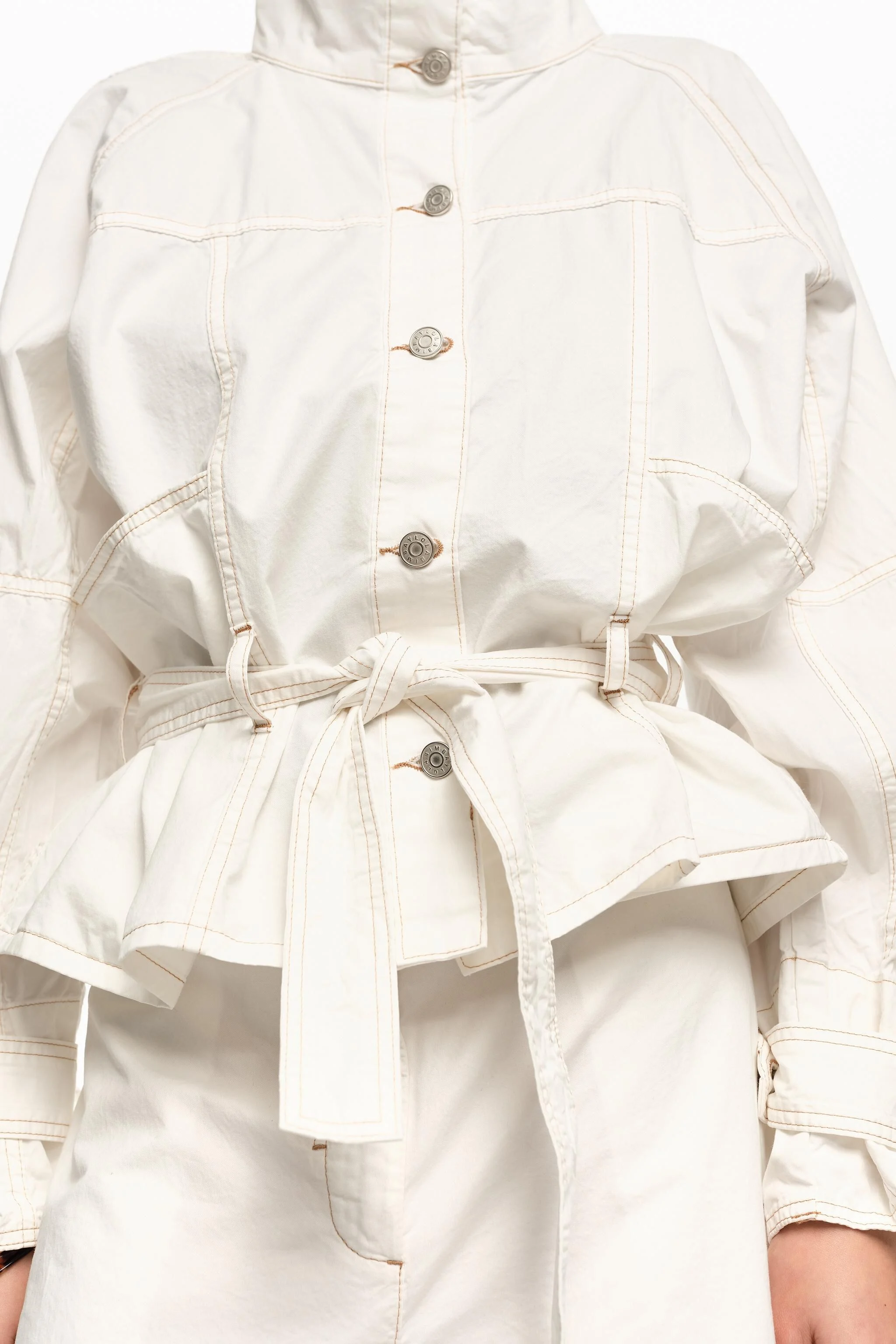 Jaqueta oversized de algodão lavado off-white