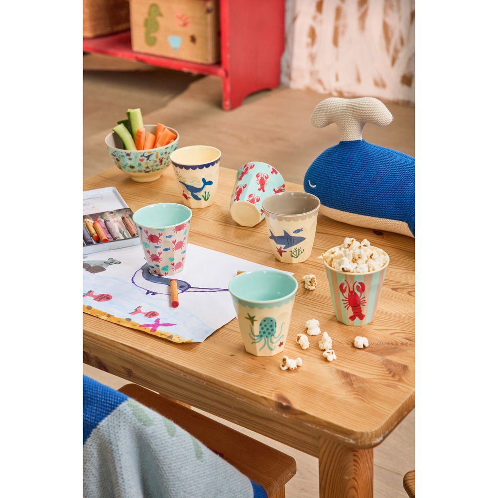 Køb Rice Blue Ocean Print Melamine Kopper Small 6 Pak 160 Ml