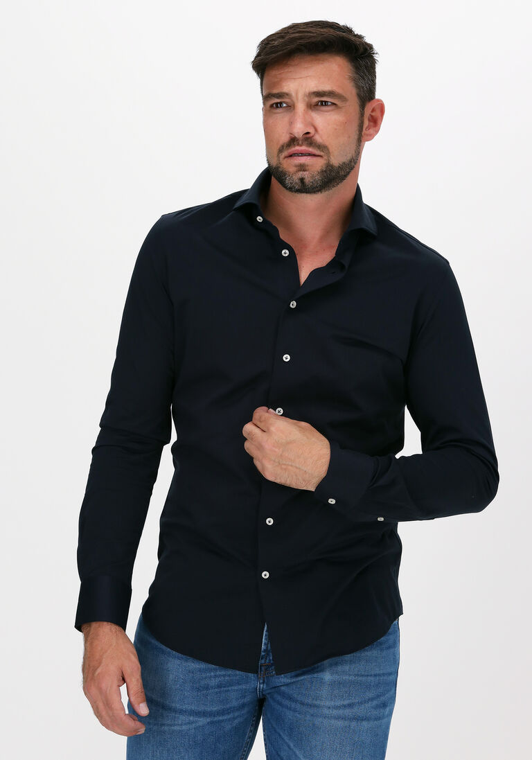 PROFUOMO donkerblauwe profuomo casual overhemd japanese knitted