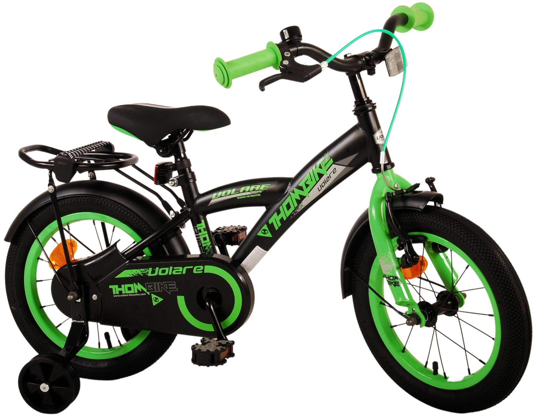 Kinderfahrrad Thombike für Jungen 14 Zoll Kinderrad in Schwarz Grün