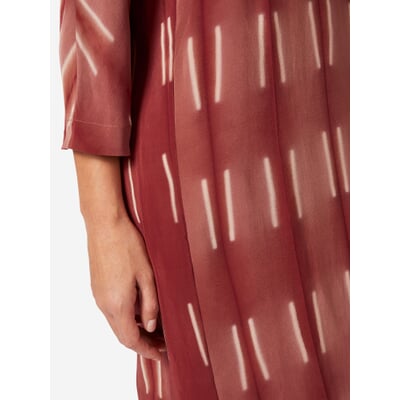 Damen-Seidenkleid gemustert, Mattrot