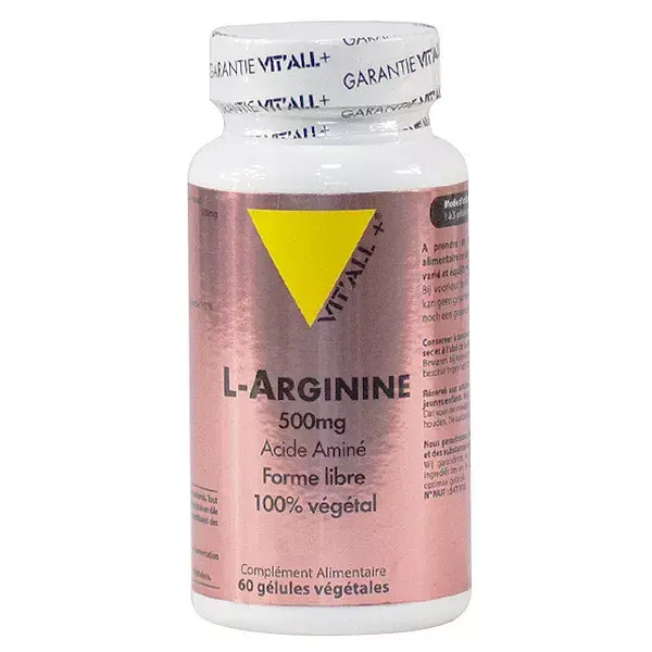Vit'all+ L-Arginina 500mg 60 cápsulas vegetais