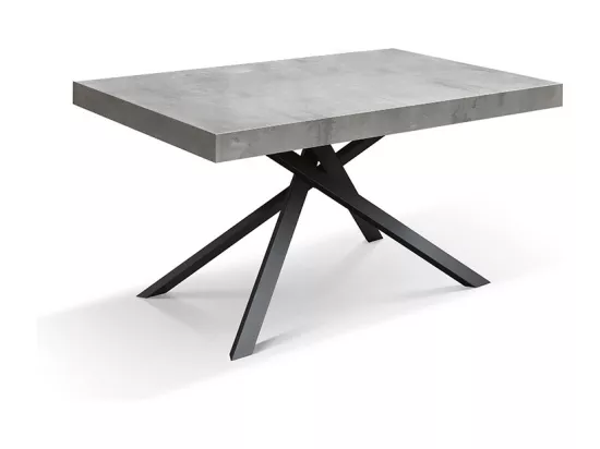 Table en bois, finition grise, base anthracite, extensible 160x90 - FORTE DEI MARMI