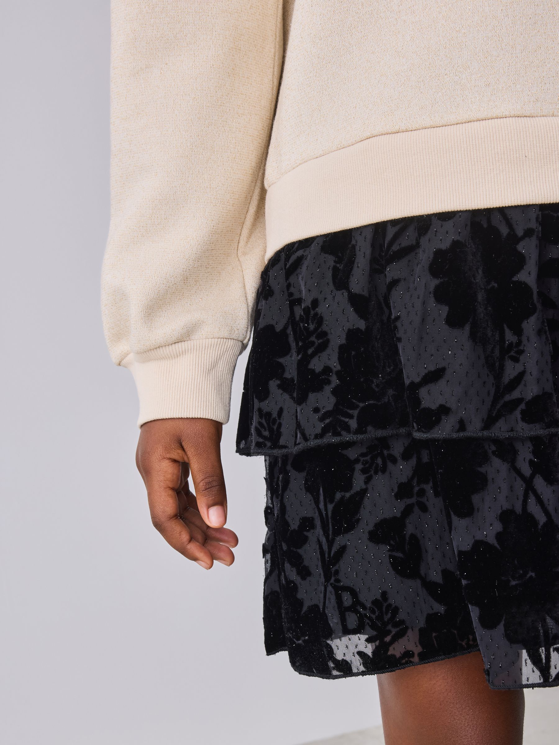 Baker by Ted Baker Cream Flocked Floral Sweat Mockable Dress