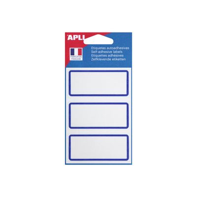 Apli Agipa - 12 Étiquettes écolier invisibles - cadre bleu - 34 x 75 mm - coins arrondis - réf 111982