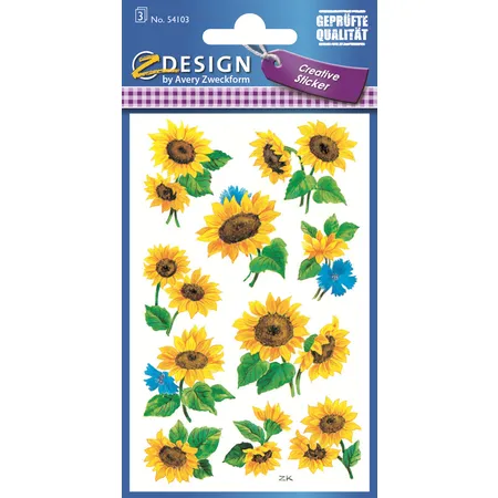 Avery Zweckform Z-Design Deko Sticker, Sonneblumen, 3 Bogen/30 Sticker