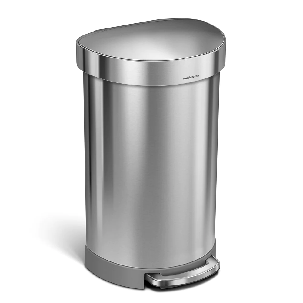 Poubelle demi-lune à pédale 45L code J inox Simplehuman