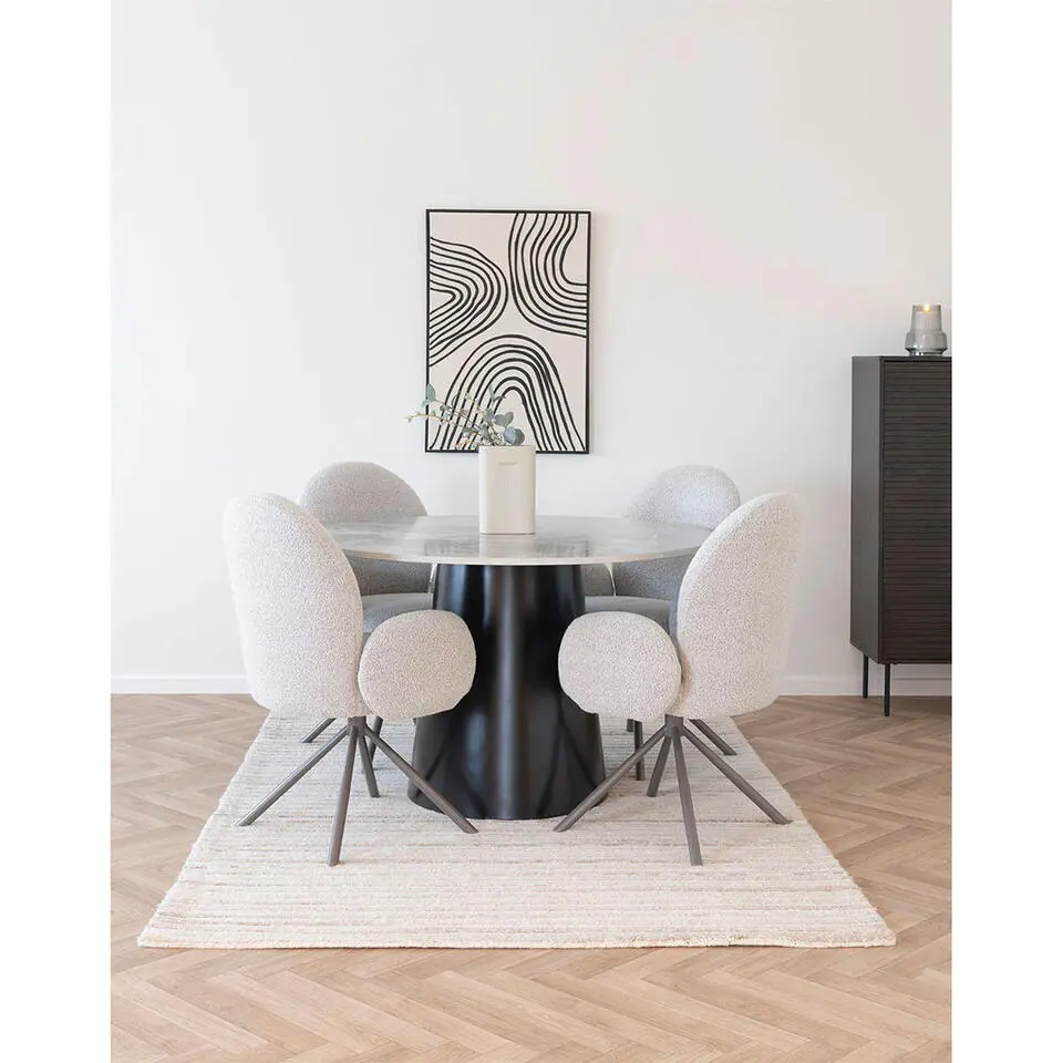 Eettafel Grijs/Zwart - Rond - 120x120x75cm - Brito