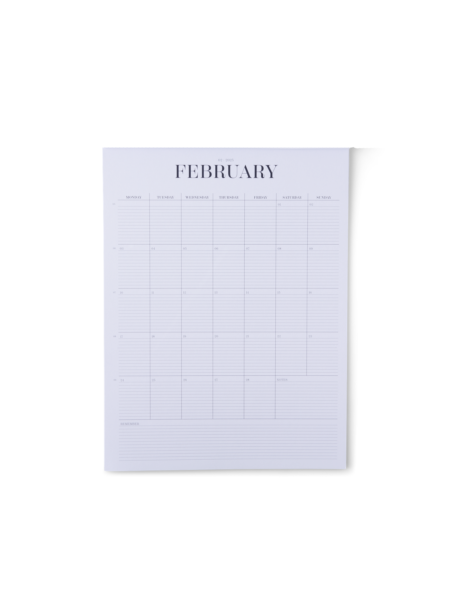 Vægkalender | Papir/fyrretræ. | Misty Blue