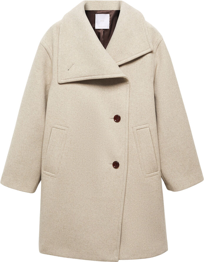 MANGO Midi maxi lapel coat Lt pastel grey