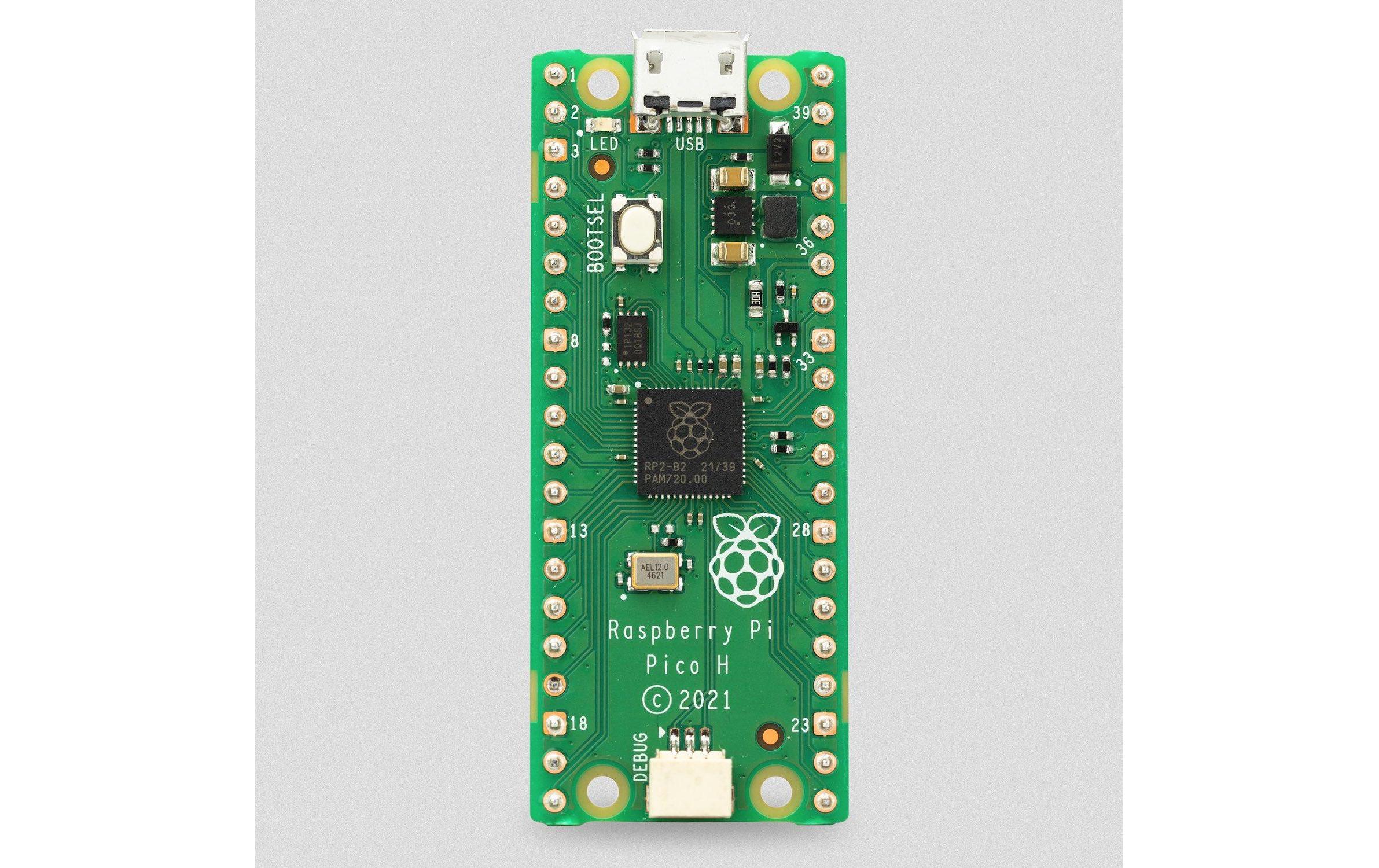 Entwicklerboard Raspberry Pi Pico H Rev3 264 KBSingleboard Computer mit Pin Header