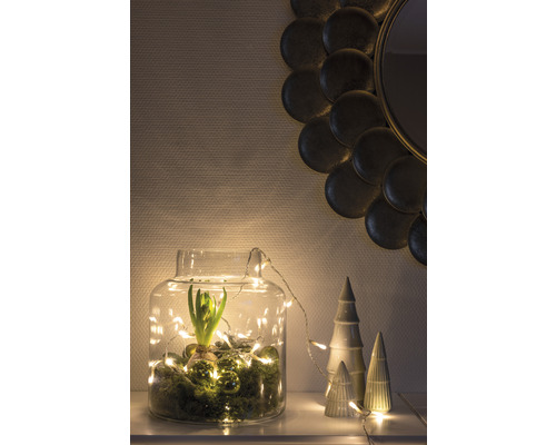 Micro LED-lichtsnoer, mat, Konstsmide, 3,43 m + 3 m aansluitdraad, 50 LED's, amberkleurige lichtkleur