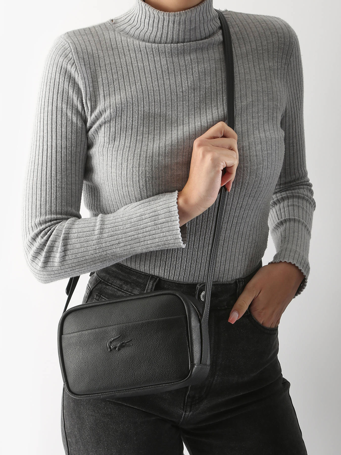 Sac bandoulire City court cuir LACOSTE