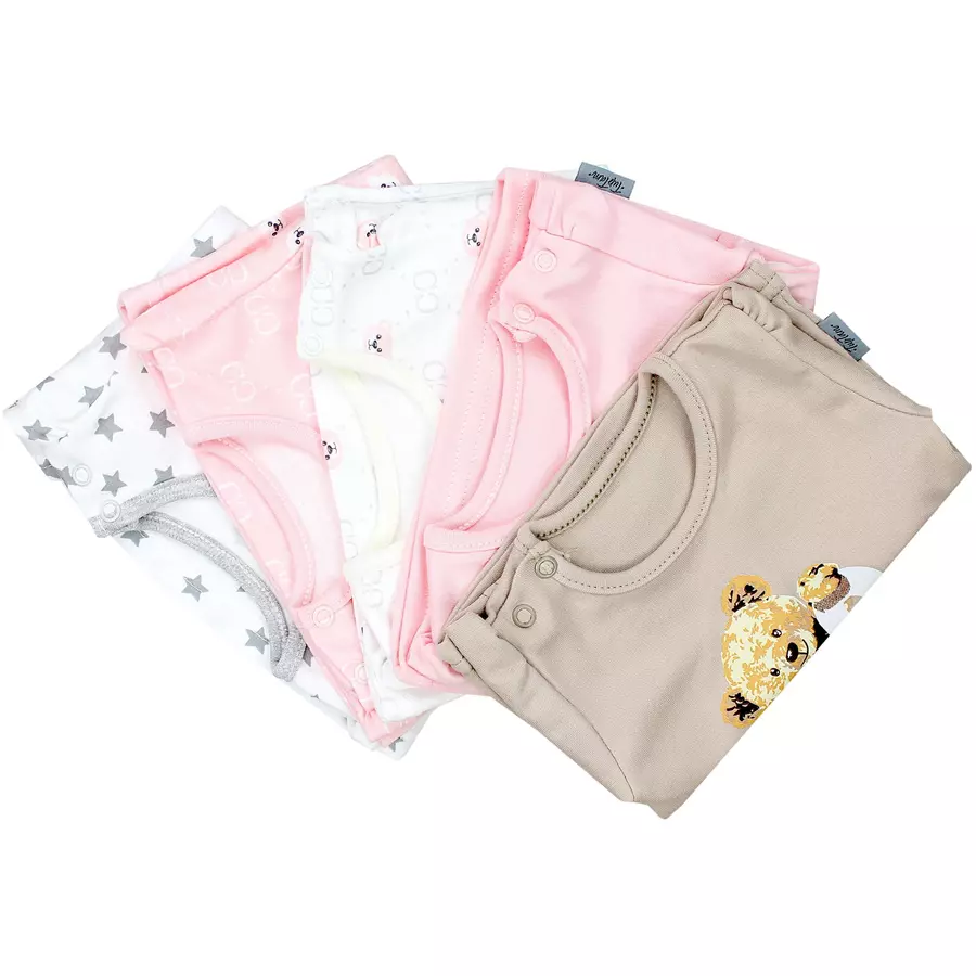 TupTam Baby Mädchen Kurzarm T-Shirt 5er Set rosa Modell 1