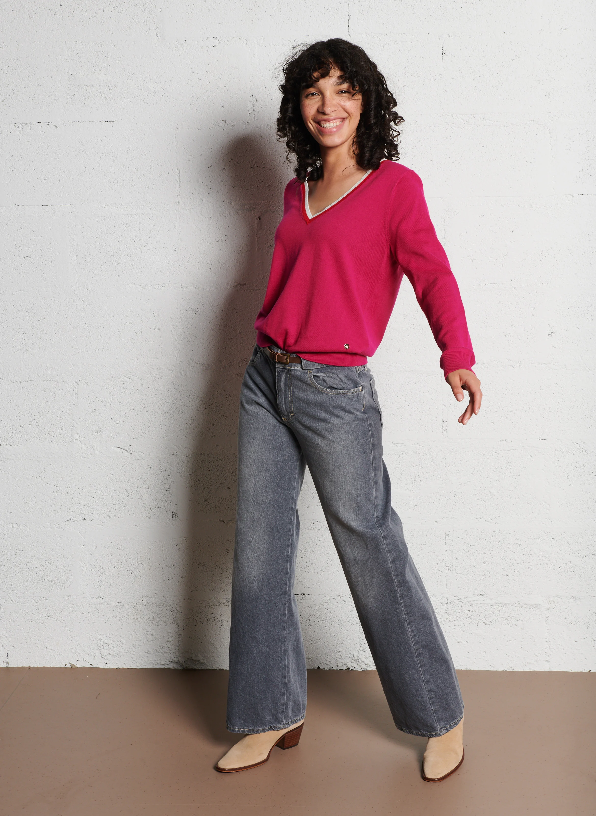 Jean large en coton | Gris