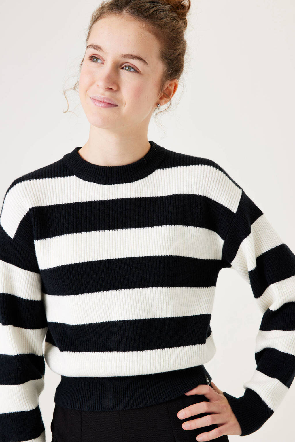 Garcia gestreepte sweater zwart/wit