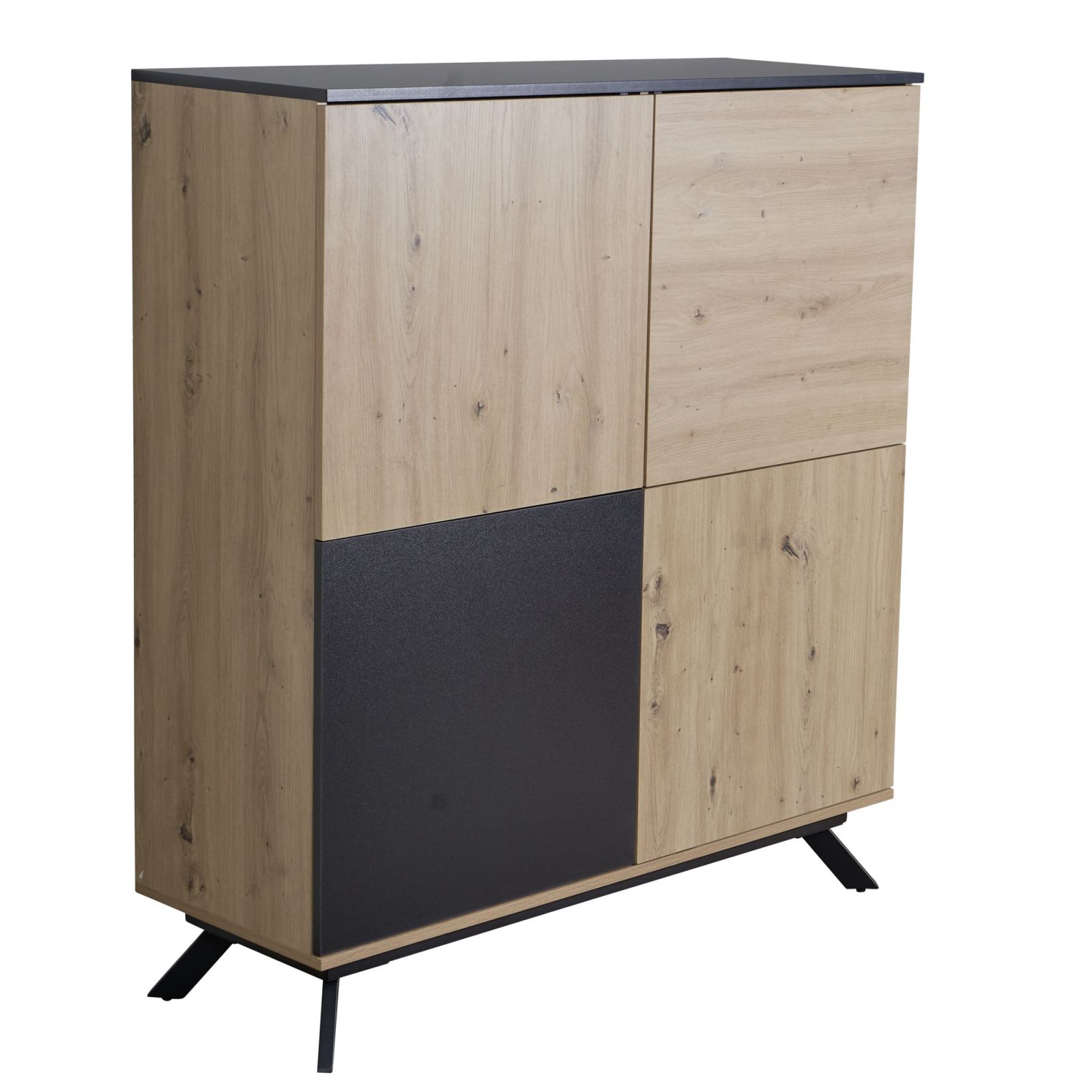 Highboard - Eiche-schwarz - 4 Türen - 110 cm breit