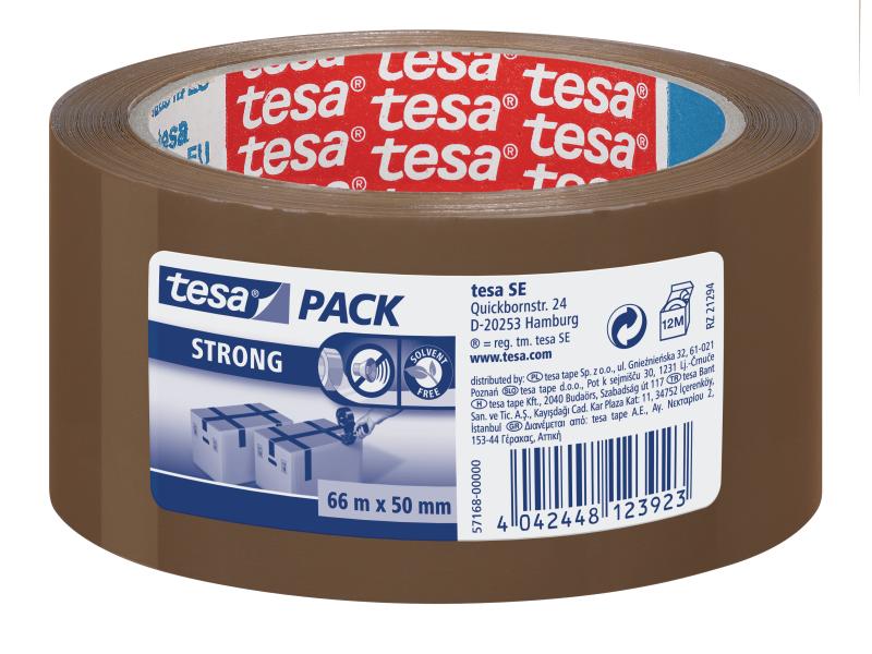 tesa Klebeband strong 50 mm x 66 m, 1 Rolle Braun Paketband