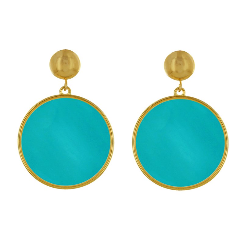 Boucles d'Oreilles Clous Métal Doré Cercle Coloré Translucide