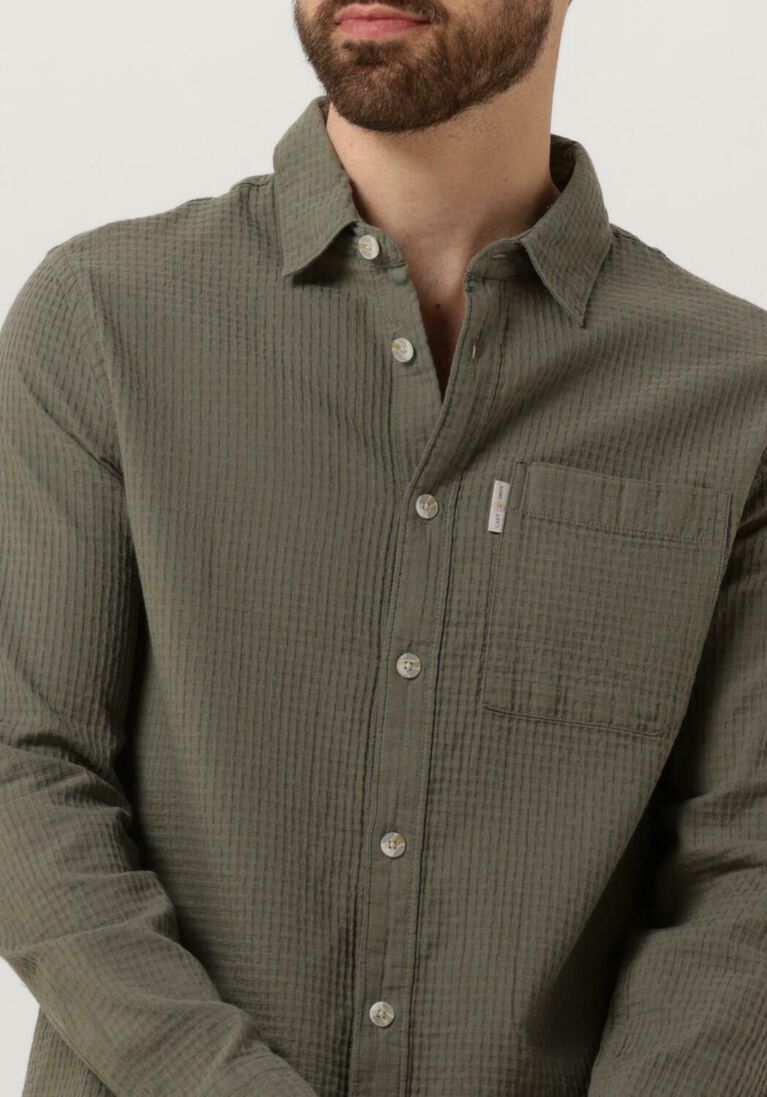 CAST IRON groene cast iron casual overhemd long sleeve shirt square structure regular fit
