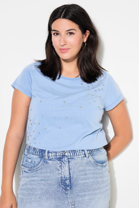 T-Shirt, Classic Shape, Vintage Look, Strass
