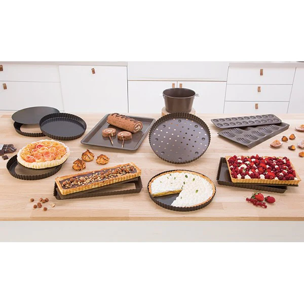 Moule à tarte amovible acier revêtu bords cannelés 24,5 cm Mathon