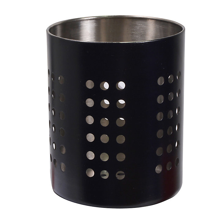 Pot à ustensiles de cuisine en acier noir mat
