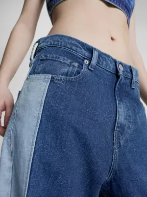 Calça jeans folgada de três tons