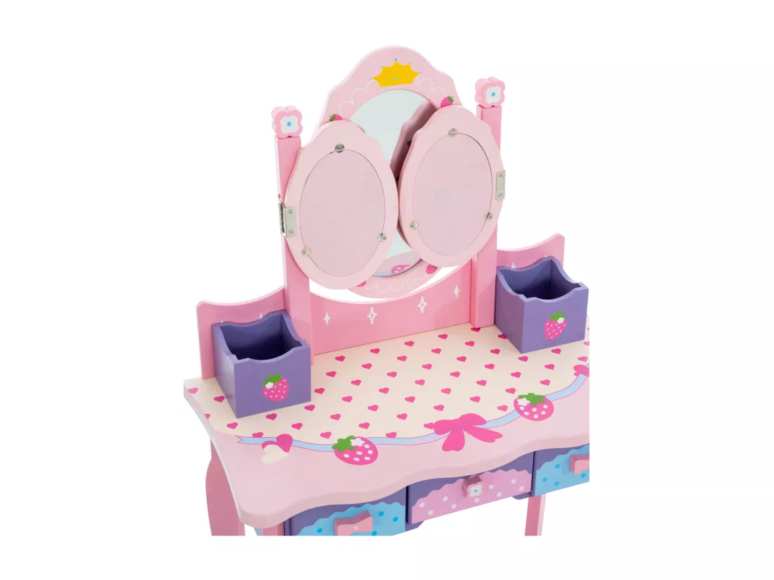 Coiffeuse - eckig - Bois - 60 x 31cm - Rose - Emilia