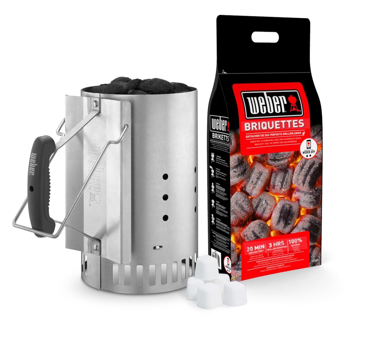 Weber Briketten Starters Accessoires voor Houtskoolbarbecues - BBQ brandstoffen - rvs