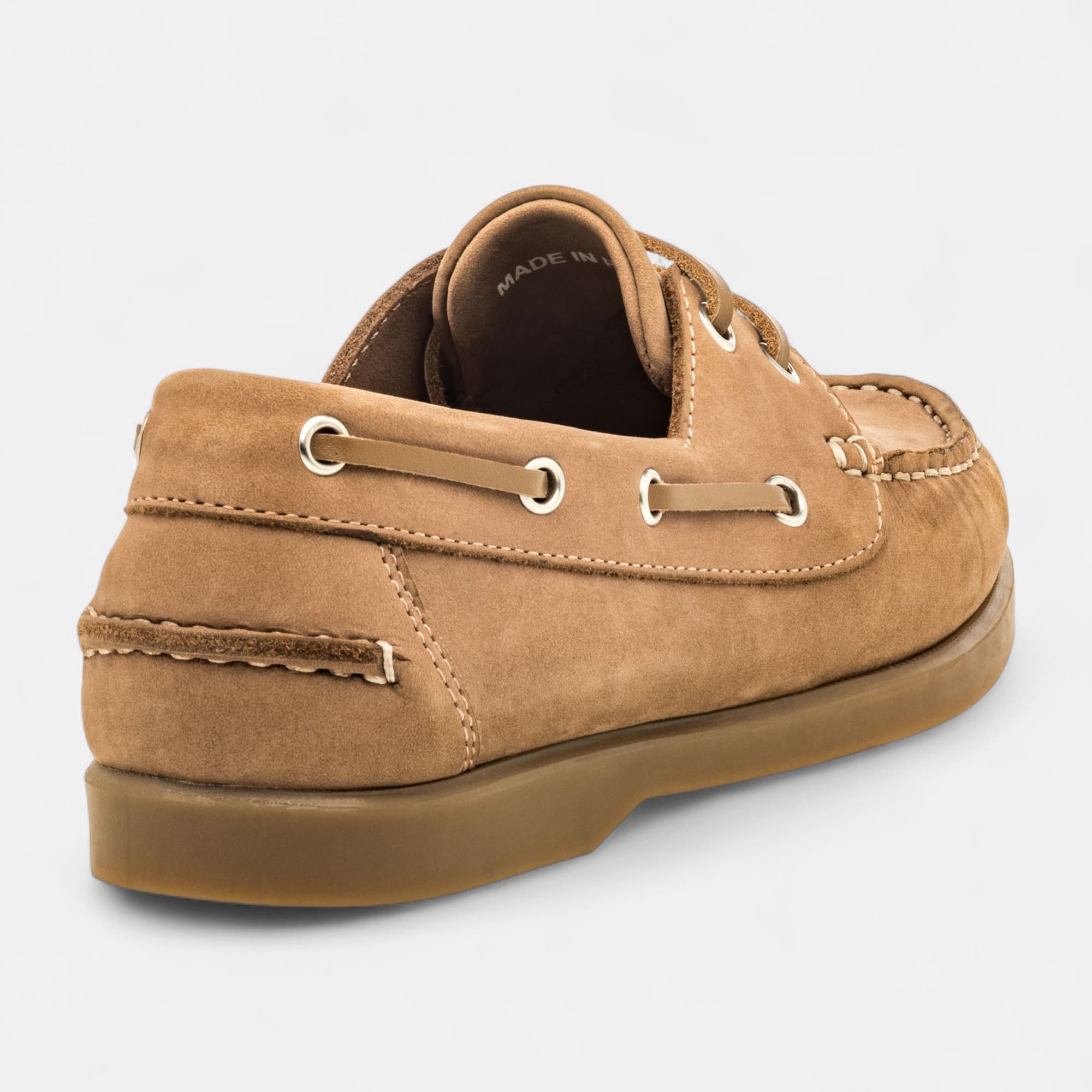 Chaussures bateau Femme en cuir taupe