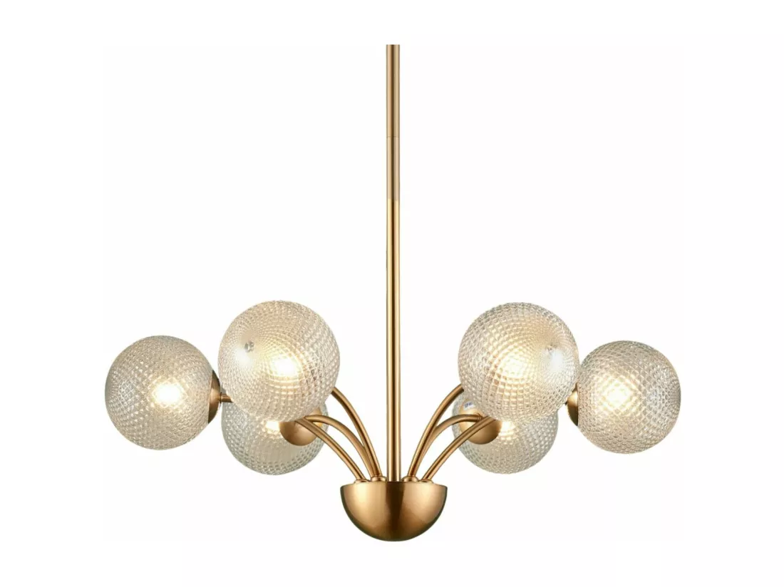Lustre doré moderne 6 boules en verre - Gala