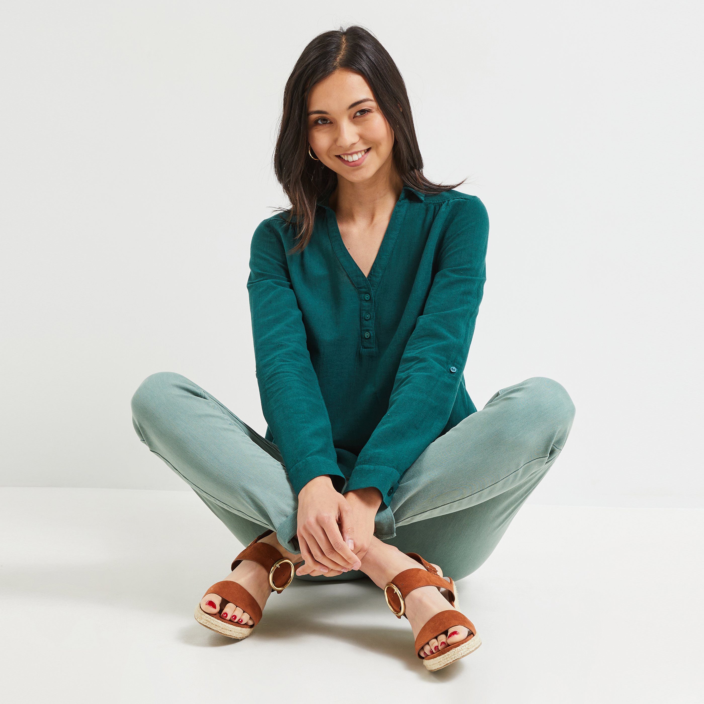 Blouse manches longues femme - VERT