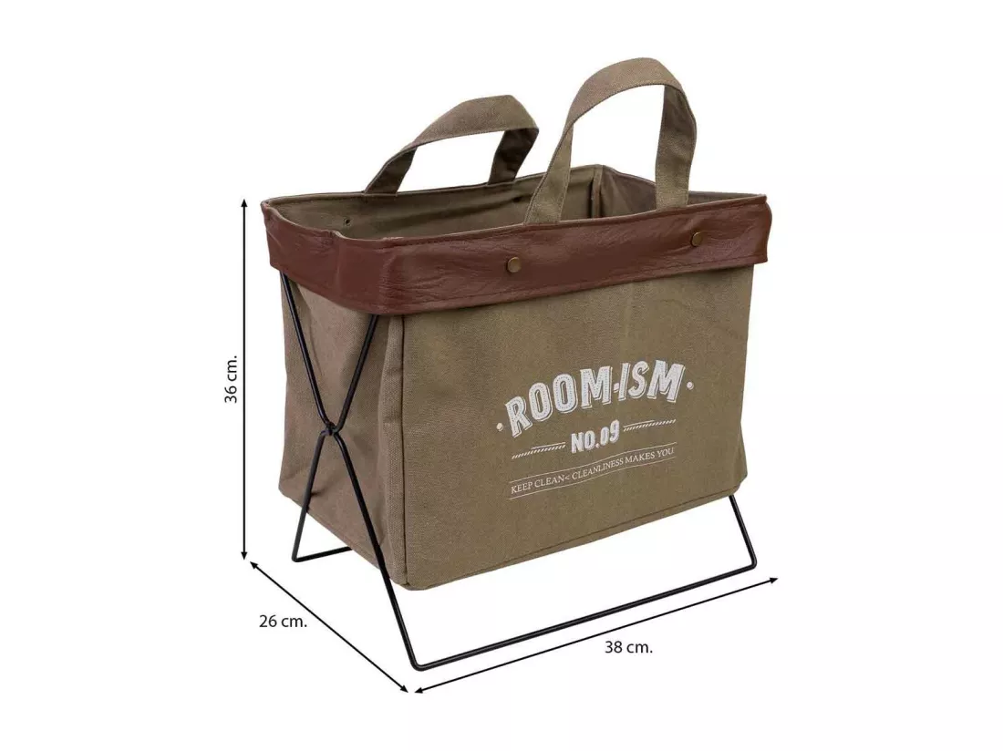 Panier de rangement en métal et tissu 38x26x36